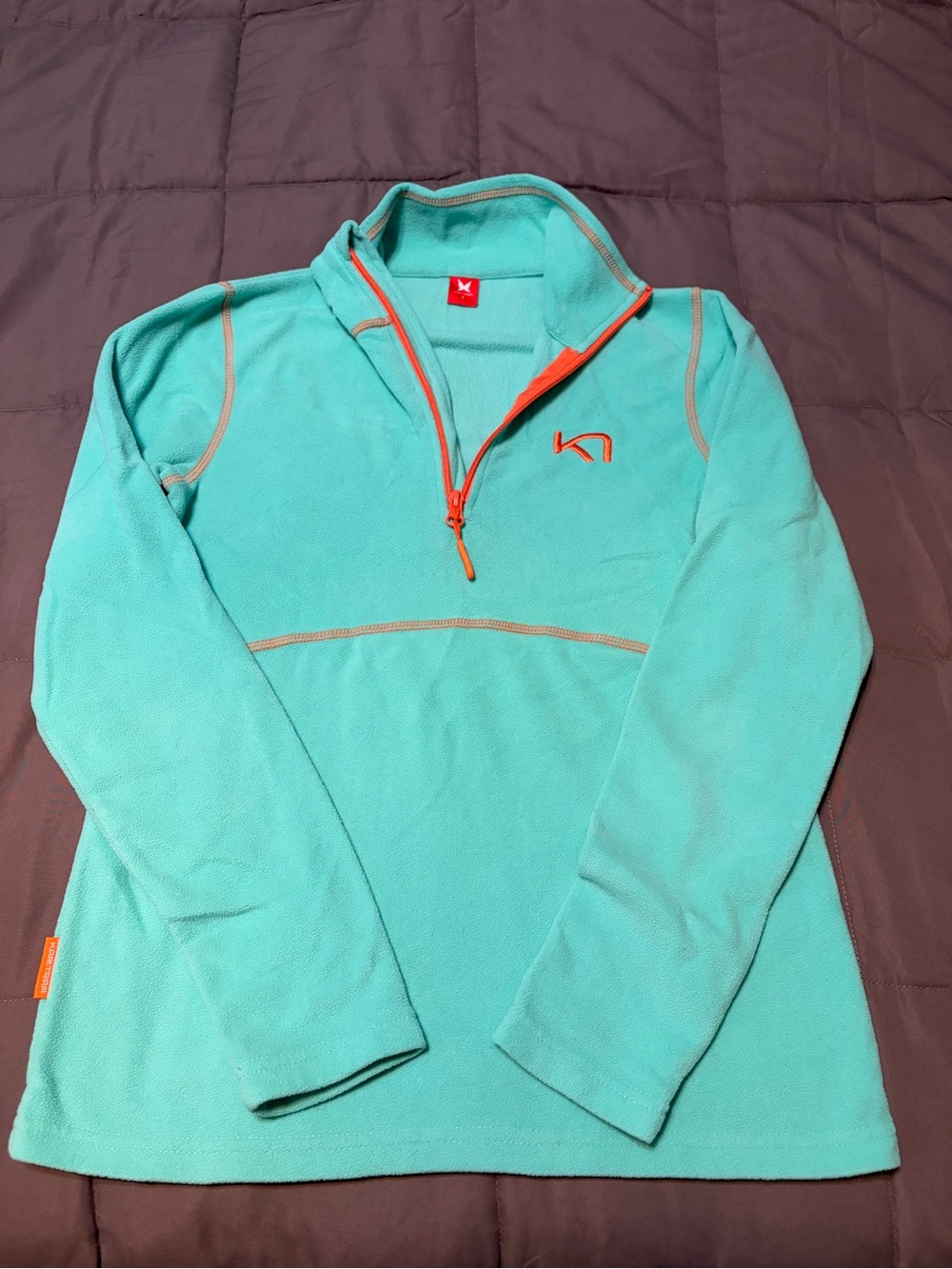 Kari Traa Turquoise Fleece Quarter-Zip with Orange Trim